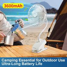 Personal Portable Fan, Desktop Quiet Small Fan, 4-Speed Adjustable Modes, USB Charging Function, 360° Flexible Neck Fan. Suitable For Home, Beach, Office, Dorm, Bedroom, Indoor, Outdoor, Stroller, Travel Essential, Summer Gift - WQ-fS01B - View 4