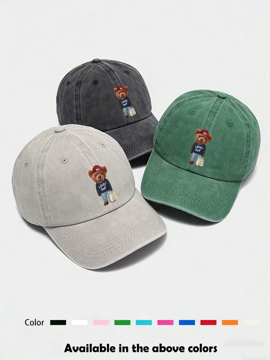 1 Stück Unisex bedrucktes, verwaschenes Baseball Kappe im Vintage-Stil, atmungsaktiv, Sonnenhut für Sport, geeignet für tägliche Ausflüge, Angeln, Outdoor-Reisen - Verschiedenfarbig - Übersicht 1