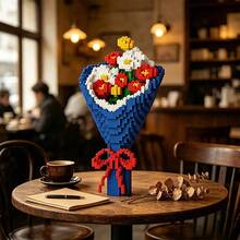 Eternal Flower Bouquet Building Blocks, DIY Mini Particle Bricks, Unfading Floral Decor, Desktop Home Decoration, Perfect Gift For Graduation/Birthday/Valentine's Day - Multicolor - View 3