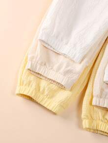 3pcs/Set Celana Panjang Anak Perempuan Motif Kotak-kotak Polos dengan Manset, Celana Anti Nyamuk, Lembut, Nyaman, Minimalis, Serbaguna, Cocok untuk Anak Perempuan di Musim Semi, Musim Panas, dan Musim Gugur - MultiWarna - View 3