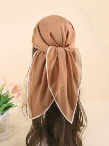 1pc New Women's Solid Color Chiffon Bandana & Square Scarf, Casual Breathable Neck Scarf With Hemmed Edge Design, Multi-Functional Hair Accessory, Headband, Hair Tie, Head Wrap, Clothing Accessory, Hair Hoop, Suitable For Abaya, Soft And Lightweight, For Spring, Summer, Autumn, Winter, Daily Wear And Travel - Multicolor - View 9