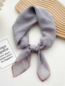 1pc New Women's Solid Color Chiffon Bandana & Square Scarf, Casual Breathable Neck Scarf With Hemmed Edge Design, Multi-Functional Hair Accessory, Headband, Hair Tie, Head Wrap, Clothing Accessory, Hair Hoop, Suitable For Abaya, Soft And Lightweight, For Spring, Summer, Autumn, Winter, Daily Wear And Travel - Multicolor - View 15
