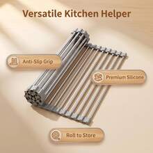 Multifunctional Kitchen Drying Rack; Foldable; Made Of Stainless Steel; Ideal For Drying And Storing Fruit, Dishes, And Cutlery; Perfect For Kitchen Sinks And Countertops; Home And House - Multicolor - View 10