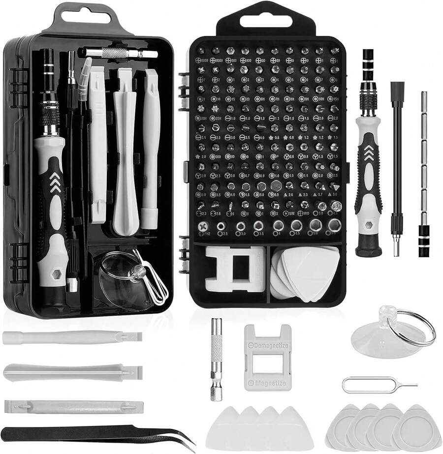 Juego de Destornilladores 117 en 1-AXIDUN Destornilladores de Precisión Extraíble Profesional Magnética Kit de Herramientas de Reparación para Teléfono/NS SWITCH//Consola de Juegos/Electrónica Etc. - Negro - Ver 1