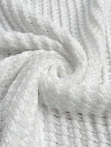 Vestido corto tipo capa de unicolor, informal, fresco, para vacaciones y playa, con adorno de encaje, de manga larga para mujer, para primavera/verano - Blanco - Ver 10