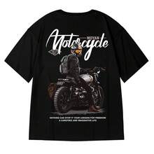 Men's Plus Size Fashionable Loose Fit Biker Style T-Shirt, Short Sleeve, Extra Large, Five Quarter Sleeve, Pure Cotton, Chino Style, Summer Clothing For Plus Size Men. - 白色 - 查看 3