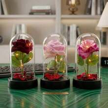 Enchanted Rose With LED Light – Decorative Eternal Flower In Acrylic Dome - 嬰兒粉(新) - 查看 4
