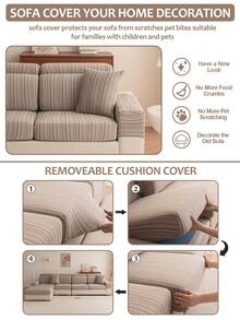 1 chiếc vỏ đệm sofa chống thấm nước và chống nước tiểu, dùng được cả bốn mùa, kiểu dáng đơn giản và hiện đại, co giãn, thân thiện với thú cưng và chống bẩn, kiểu mũ tắm có thể tháo rời, phù hợp với sofa chữ L và sofa 1/2/3/4 chỗ ngồi (Bán lẻ từng chiếc) - màu cà phê - Xem 6