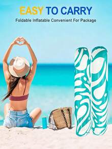 1 pieza de hamaca inflable de tubo doble con estampado, hecha de material de PVC, silla flotante plegable para piscina, silla de agua inflable cómoda, adecuada para vacaciones, reuniones y relajación - Versión mejorada - Ver 2