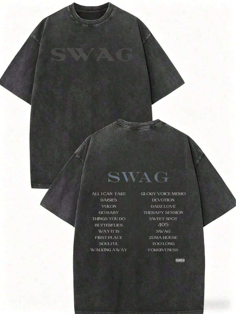 SWAG 2026 Coachella 2000s Pop Nostalgic T-Shirt, With You Era Album Theme Tee, New For Men And Women, 100% Cotton, Distinctive Portrait Print, Crew Neck, Short Sleeve, Streetwear, Breathable, Soft, Unisex T-Shirt For Summer Outings, Casual Daily Wear For JB XRKB Fans - 黑色雙面 1 - 查看 1