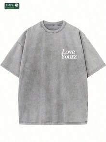 Men's & Women's Unisex Premium Washed Cotton T-Shirt, New, Crew Neck, Short Sleeve, Urban Style, Wax Dyed, Washed Shoulders, High Street Style, Tropical Clothing For Women, Y2k T-Shirt, Men's Shirts 2026 - 灰色 - 查看 2