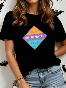 Geometric Symbol With Colorful Triangles Evoking Positive Energy, Confidence, And A Free Spirit, Inspired By Unity And Self-Improvement. Modern Casual Women's T-Shirt For Everyday Wear. - 黑色 - 查看 8