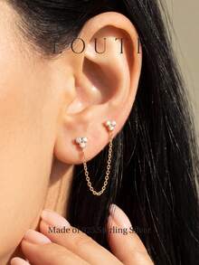 1 đôi bông tai bạc 925 đính đá Cubic Zirconia lấp lánh dành cho nữ, trang sức cao cấp thanh lịch, tinh tế, cá tính và quyến rũ, quà tặng dự tiệc. - Vàng - Xem 3