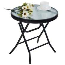 Folding Side Table, Foldable Coffee Table, Outdoor Garden Table, Small Round Patio Table - Transparent - View 3