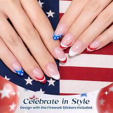 Beetles 6Colors 4th Of July Gel Nail Polish Set, Red White Blue Cat Eye Glitter Gel Nail Polish, Soak Off UV LED Independence Day Nail Art DIY Manicure - 6 Color Red White Blue Gel Nail Polish - 查看 4