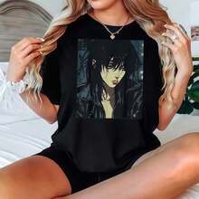 2026 Summer Dresses Women Casual-Shirt Black Anime Character Print Daily Wear Women's-Shirts Blusas Para Mujer Casual - Negro - Ver 9
