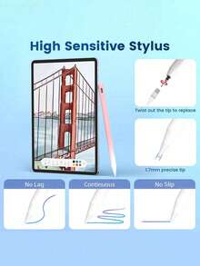 This Stylus Pen Is Compatible With IPad 10.2 Inch (10th Generation)/10.9 Inch (2022 Model), Air 4/5/6/M4, IPad A16 (11th Generation, 2025 Model), IPad Air 11 Inch And 13 Inch (M3/M2), IPad Pro 11 Inch/12.9 Inch. It Features Anti-Mistouch And Tilt Sensing Functions, Built-In 90mAh Battery, And Uses Capacitive Touch Technology, Suitable For IOS Tablets. The Pen Body Color Is Gradient Pink And White. - Baby Pink - View 9