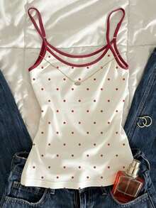 Top ajustado sin mangas con estampado de lunares para el verano - Blanco 3 - Ver 1