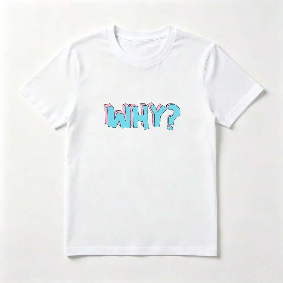 Letras 3D Playera de Algodón Blanca Bicolor Divertida - Blanco - Ver 1
