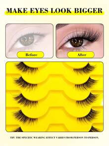 Asiteo 10 Pairs Half Lashes Transparent Band Soft Natural Cat Eye Effect False Eyelashes, Fluffy Lightweight And Soft Natural Look Eyelashes ,For Used Daily Makeup Extensions Reusable ,Travel ,Bachelor Party,Bridal Party,Gifts. - Black - View 6