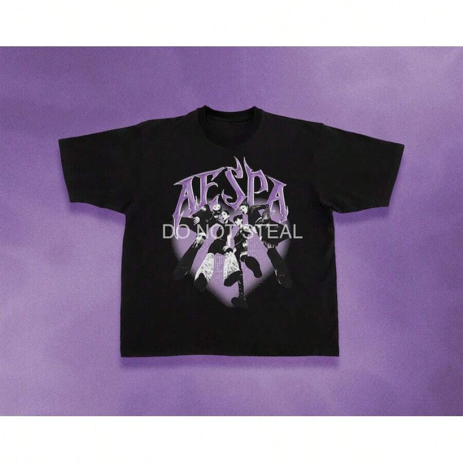 Camiseta AESPA, Mercancía para la Gira de Conciertos - Negro - Ver 1