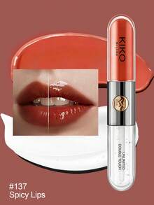 KIKO Milano 137 Infinite 双头持久液体唇膏，24 小时粉底 + 亮泽两步式，防晕染防水丝绒妆效 + 镜面光泽，持妆 16 小时，不沾杯，高饱和度保湿，意大利制造，节日/母亲节礼物，6 毫升/0.2 液盎司 - 137 - 查看 3