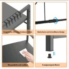 Scaffale Espandibile a 3 Livelli per Microonde (40-60cm) - Scaffale da Cucina Indipendente con 6 Ganci, Scaffale da Panettiere Stabile con Gambe Antiscivolo - 1 - Visualizzare 2