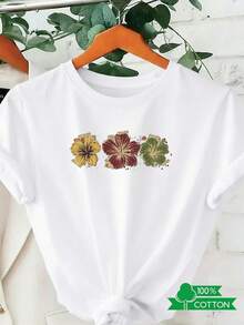 Women's Round Neck T-Shirt With Anime Letter Print, Simple Design, Comfortable And Breathable, Ideal For Casual And Versatile Daily Wear, Showcasing A Natural And Elegant Style, A Must-Have For Summer Parties. - 白色 - 查看 8