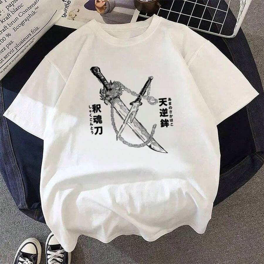 Camiseta unisex Tojis-jujutsuss-Weapons con estampado de anime, manga corta, estilo casual, para uso diario. - Blanco - Ver 1