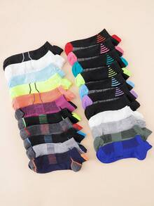 1/3/5 Pairs Random Men's Breathable Moisture-Wicking Short Socks, Suitable For Running, Cycling, Spring/Summer - Multicolor - View 3