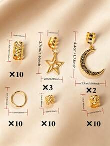 Bộ 45 phụ kiện tóc tết cho bé gái, kẹp tóc trang trí hình trăng sao, kẹp tóc mặt dây chuyền kim loại phong cách Y2K Punk, thích hợp cho các bữa tiệc, lễ hội, làm quà tặng cho bé gái. - Nhiều màu - Xem 6