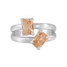 18K金雙石女款戒指，925純銀可調節雙層鋯石日常珠寶 - Zircon Ring - 查看 11