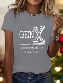 Women's Fashion Casual T-Shirt Plus Size 0-8XL, Unique Design, Modern Base Layer For Everyday Wear, Comfortable Fit, Gen X Graphics, Unisex, Ideal For Parties, Concerts And Casual Wear - Great Birthday Gift For Friends (195 Characters) - 太空灰 - 查看 6