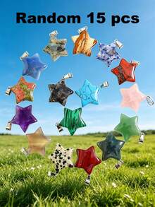 15/20/30 chiếc mặt dây chuyền đá tự nhiên hình nấm, ngôi sao, thánh giá, giọt nước, trái tim dễ thương, thích hợp để làm trang sức. - Nhiều màu - Xem 22