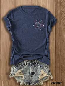 3 piezas de camisetas de mujer LADYNOVA con estampado de doble cara de la bandera estadounidense y fuegos artificiales, conjuntos de verano para mujer, ropa de vacaciones para mujer, ropa de verano, conjuntos para festivales, tops de verano.|Moda Urbana Local de Primavera/Verano||Uso Casual Diario Primavera Verano Moderno Moldeador|Conjunto de verano para mujer, ropa de vacaciones|Blusas elegantes para mujer, ropa de primavera, blusas de verano. - Negro - Ver 7