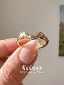 MADEONE 1pc Elegant Smile Accent Zirconia Ring 925 Sterling Silver For Women Daily Wear Romantic Meaning Fine Jewelry Anniversary Birthday Gift - Smile Diamond - View 4