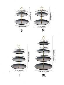 1pc,2/3/4 Tier Cupcake Stand, Black Round Dessert Display Tray With Gold Handle, Cake Serving Stand For Wedding Party Birthday Afternoon Tea Decor - Black - View 2