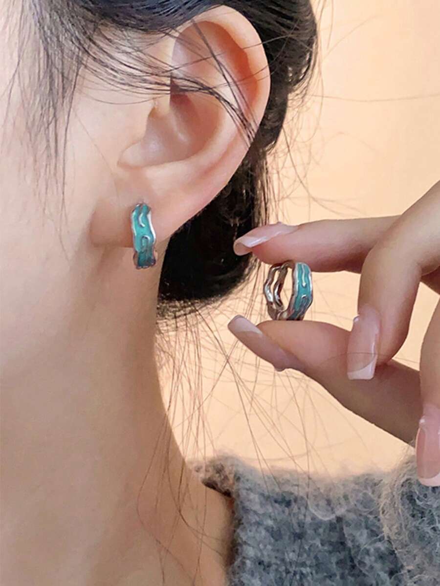 1 Pair Beautiful Hoop Earrings, Designed For Women, Suitable For Weddings, Engagements, Anniversary Parties, Valentine's Day Gifts - 1# - View 1