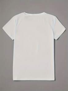 Camiseta Básica Casual de Manga Corta para Mujer, Holgada y Versátil - Blanco - Ver 2