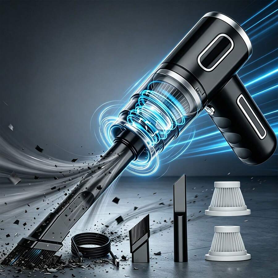 Wireless Handheld Portable Vacuum Cleaner, USB Fast Charging Cordless Design, Compact And Mini Portable! A Versatile Vacuum Cleaner With Multiple Functions, Easily Cleaning Gaps In The Car, Desktop Debris, Sofa Dust, And Keyboard Dust. It Covers Multiple Scenarios Including Car, Home, And Office Use, And Can Easily Suck Dust Anytime, Anywhere. It Has No Dead Corners And Is Easy To Use For Home And Trave - 黑色1個裝 - 查看 1