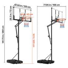 Portable Basketball Stand, 5.25 To 10 Ft Height Adjustment Basketball Hoop & Goal, Portable Basketballs Hoop With 48 Inch PC Backboard & Wheels For Kids, Teens, Adults In Driveways, Pools - 5.25 to 10 ft - 查看 10