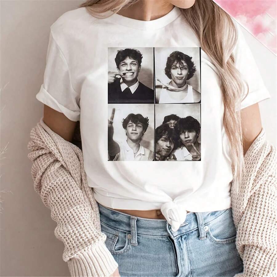 Sturniolo Tle Tee Wo YK anese T Girl Comic Clog220G heavyweight 100% cotton T-shirt. with butterfly print pattern, suitable for girls and wo's short sved round neck inspirational shirt, cute aesthetic Y2K style summer top, suitable for outdoor, family, work or street wear casual loose daily T-shirt - Blanco - Ver 1