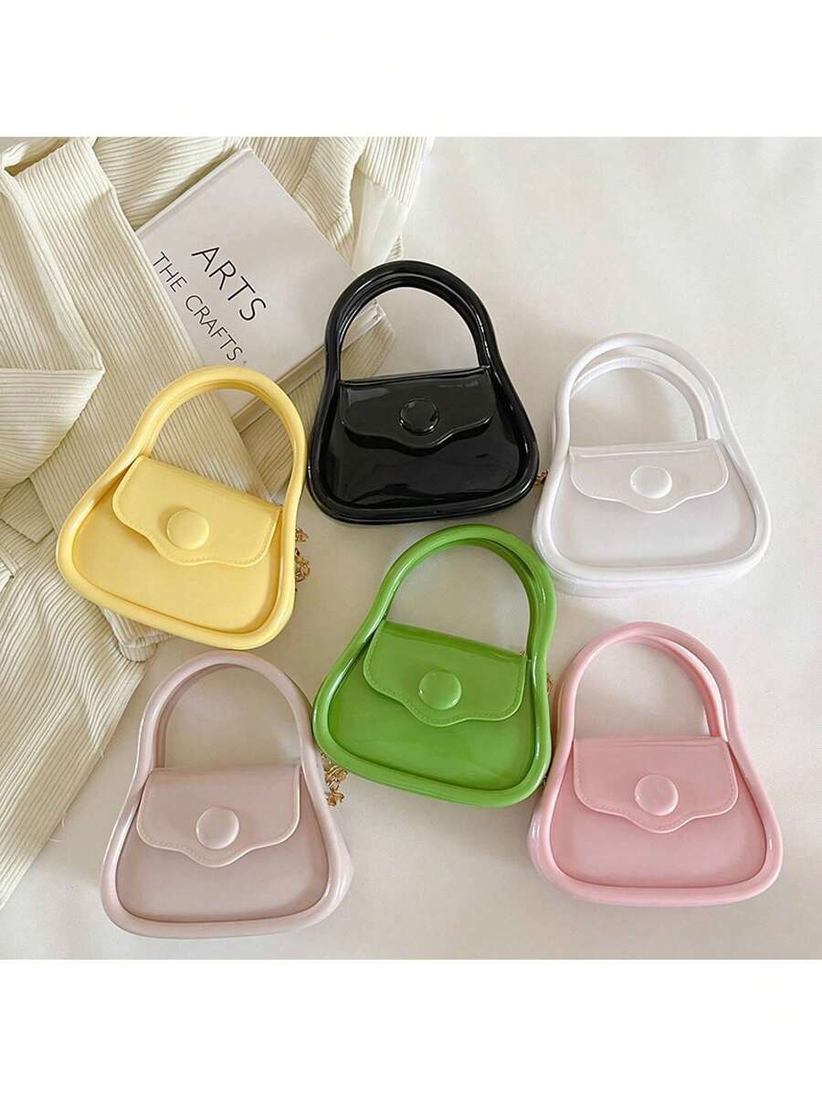 Macaron Jelly Bag Guka Gift Bag Small Exquisite Chain Bag Mini Dumpling Bag Handheld Shoulder Crossbody - Liten gul - Visa 1
