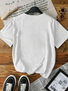 Áo thun nữ size lớn phong cách thường ngày in rùa biển màu xanh tay ngắn, áo blouse cổ tròn thoải mái, trang phục thời trang xuân/hè màu trắng - trắng - Xem 4