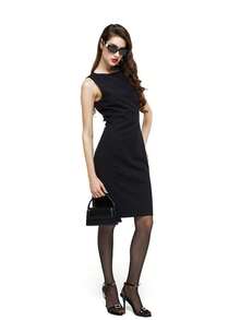 Rich Radi Q's 1pc Solid Color Casual Wool Dress For Daily, Office, Travel, Spring/Summer - Black - View 2