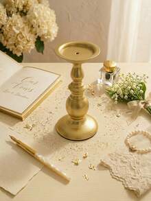 1 Peça/1 Conjunto de Suportes de Vela Romanos de Metal Fosco, Suportes de Vela Estilo Vintage, Para Decorações de Mesa de Centro em Casa, Centros de Decoração de Restaurante, Decorações de Quarto, Decorações Domésticas, Decorações de Vela de Casamento, Decorações de Mesa de Jantar - Dourado - Visão 19