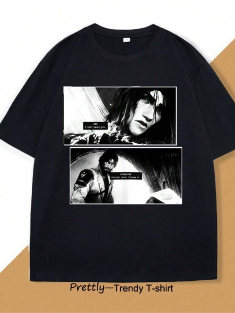 playeras de mujerJayvik T-Shirt Men Women Vintage Jayce X Viktor Arcane Printed T Shirt Casual Short Sleeve O Neck Tops Cotton Printed Tshirt - Negro - Ver 1