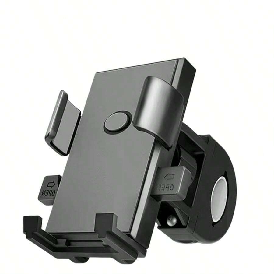 1pc Universal Bicycle/Motorcycle Handlebar Phone Holder, 360 Degree Rotation, One-Click Quick Lock, Anti-Slip Anti-Shock For E-Bike Cycling - Black - View 1