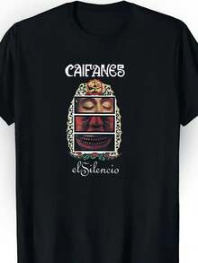 1 Women's Blouse Beautiful Blouse For Women Women's Clothing Sets Caifanes El Silencio 180G Black And White T-Shirt Face Design Portrait Printed High Quality Print Round Neck Loose Basic Cut Breathable Versatile Machine Washable Comfortable Size S ~ 3XL Daily Casual Sporty Summer Essential - 黑色 - 查看 2