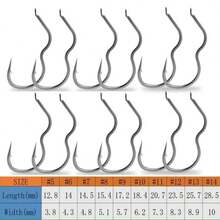 12 chiếc lưỡi câu tự động lật bền bỉ bằng thép carbon cao cấp có khoen, chống trượt, lưỡi câu sắc bén có ngạnh, phụ kiện câu cá. - Nhiều màu - Xem 12